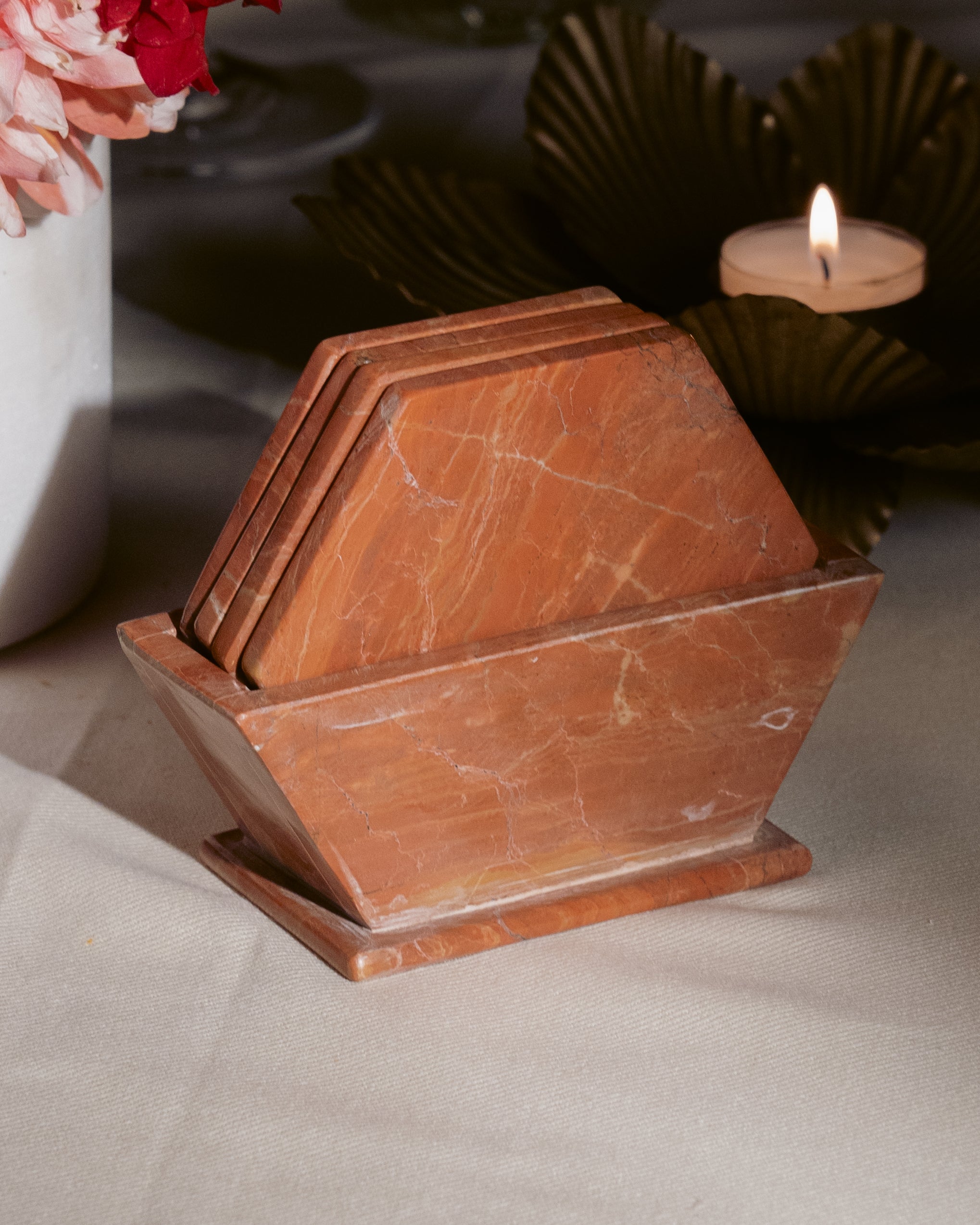 Rojo Alicante Marble Coaster Set