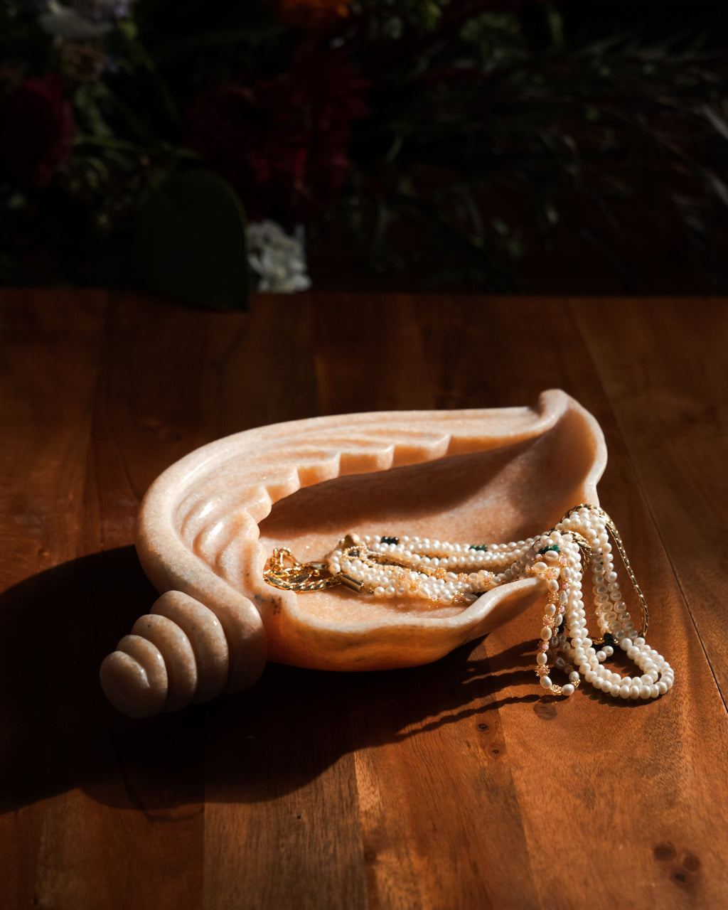 Pink Makrana Marble Shell Bowl